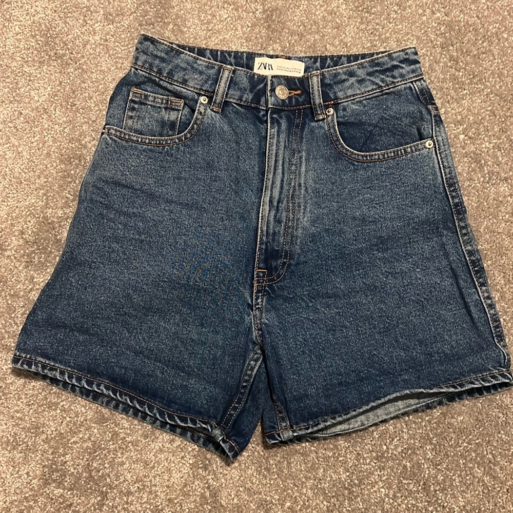 Zara dark blue denim shorts